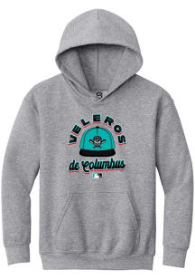 Summit Sportswear Columbus Clippers Youth Grey Circle Cap Copa Long Sleeve Hoodie