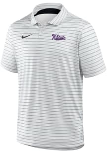 Nike K-State Wildcats Mens White Tour Stripe Script Short Sleeve Polo