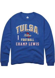 Champ Lewis Tulsa Golden Hurricane Mens Blue Football NIL Arch Logo Player Crew