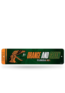 Florida A&M Rattlers Orange And Green 4x15 Metal Street Sign - Silver