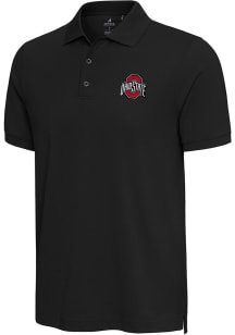 Antigua Ohio State Buckeyes Mens Black Nobel Short Sleeve Polo