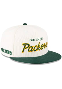 New Era Green Bay Packers Mens White Side Embroidery 2T Corduroy 59FIFTY Fitted Hat