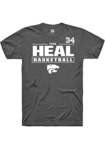 Tess Heal K-State Wildcats Dark Grey NIL Stacked Box Short Sleeve Player T Shirt