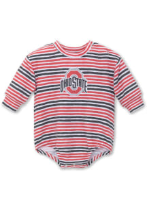 Ohio State Buckeyes Baby Red Cozy Stripe Long Sleeve One Piece