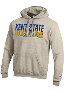 Champion Kent State Golden Flashes Mens Oatmeal Stacked Powerblend Long Sleeve Hoodie