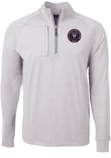 Cutter and Buck Inter Miami CF Mens Grey Adapt Eco Knit Big and Tall Qtr Zip