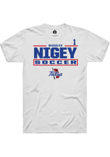 Madalyn Nigey Tulsa Golden Hurricane White NIL Stacked Box Short Sleeve Player T Shirt