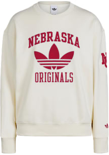 Adidas Nebraska Cornhuskers Womens White Boyfriend Graphic Crew Sweatshirt