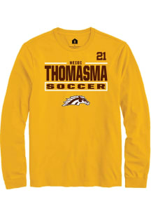 Heidi Thomasma Western Michigan Broncos Gold NIL Stacked Box Long Sleeve Player T Shirt