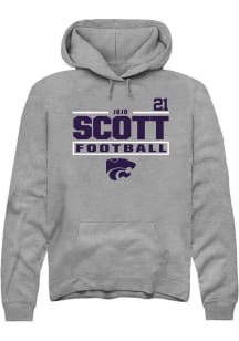 jojo scott K-State Wildcats Mens Graphite Football NIL Stacked Box Player Hood