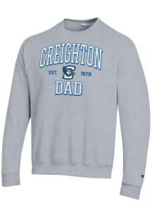 Champion Creighton Bluejays Mens Grey Est Date Dad Powerblend Long Sleeve Crew Sweatshirt