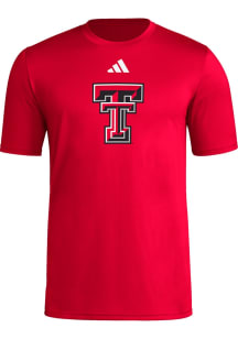 Adidas Texas Tech Red Raiders Red Pregame Locker Logo Short Sleeve T Shirt