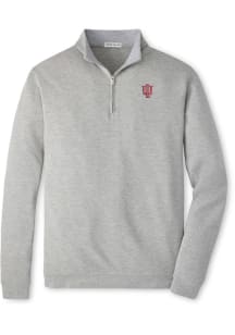 Peter Millar Indiana Hoosiers Mens Grey Crown Comfort Long Sleeve Qtr Zip Pullover