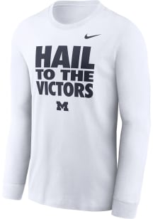 Nike Michigan Wolverines White Team Issue Slogan Long Sleeve T Shirt