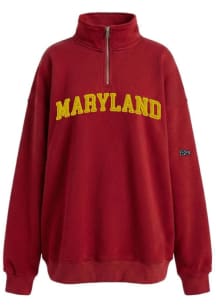 Hype and Vice Maryland Terrapins Womens Red Oversized Qtr Zip