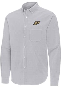Antigua Purdue Boilermakers Mens Ash Porter Long Sleeve Dress Shirt
