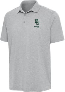 Antigua Baylor Bears Mens Grey Heather Dad Par 3 Short Sleeve Polo