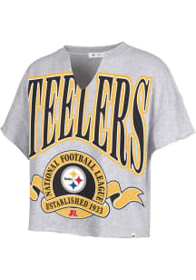 47 Pittsburgh Steelers Womens Grey Oversized Noth Short Sleeve T-Shirt