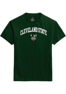 Cleveland State Vikings Green Arch Mascot Short Sleeve T Shirt