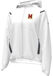 Under Armour Maryland Terrapins Womens White Woven Long Sleeve Full Zip Jacket