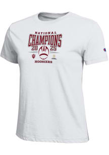 Champion Indiana Hoosiers Womens White 2025 College Football Champions Core Short Sleeve T-Shirt