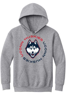 Summit Sportswear UConn Huskies Youth Grey Circle Long Sleeve Hoodie