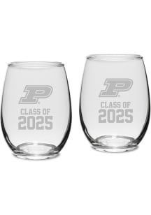 Purdue Boilermakers Class of 2025 Set of 2 Stemless Wine Glass - White