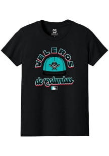 Summit Sportswear Columbus Clippers Youth Black Circle Cap Copa Short Sleeve T-Shirt