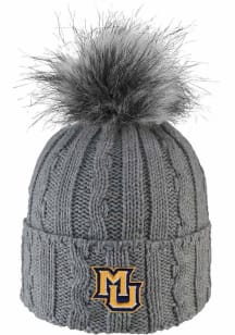 LogoFit Marquette Golden Eagles Charcoal Alps Pom Womens Knit Hat