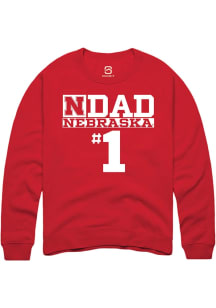Summit Sportswear Nebraska Cornhuskers Mens Red No 1 Dad Long Sleeve Crew Sweatshirt