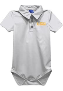 Vive La Fete LSU Tigers Baby White Team Short Sleeve One Piece Polo