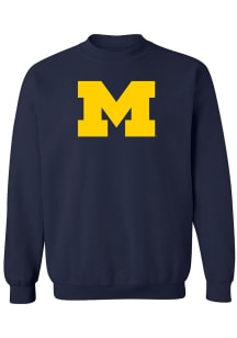 Michigan Wolverines Mens Navy Blue Primary Logo Long Sleeve Crew Sweatshirt
