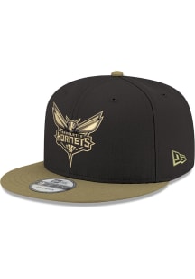 New Era Charlotte Hornets Black Black & Gold 9FIFTY Mens Snapback Hat