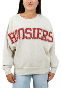 Indiana Hoosiers Womens Grey Slouchy Drop Shoulder Crew Sweatshirt