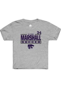 Allison Marshall K-State Wildcats Youth Grey NIL Stacked Box Player Tee