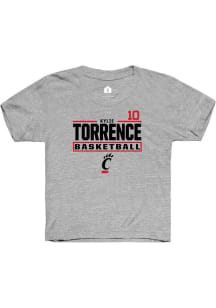 Kylie Torrence Cincinnati Bearcats Youth Grey NIL Stacked Box Player Tee