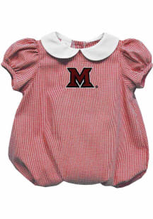 Vive La Fete Miami RedHawks Baby Red Gingham Collar Short Sleeve One Piece