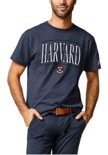 League Harvard Crimson Blue-Navy Arched Team Name Short Sleeve T Shirt