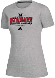 Adidas Miami RedHawks Womens Grey Heat Seal Creator Short Sleeve T-Shirt