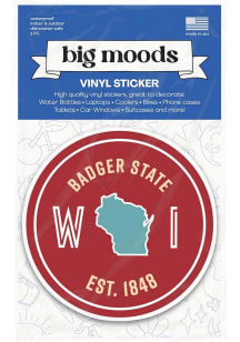Wisconsin Badger State Circle Stickers - Red