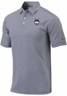 Columbia UConn Huskies Mens Navy Blue Heat Seal Omni Wick Club Invite Short Sleeve Polo