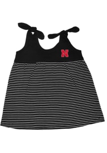 Nebraska Cornhuskers Toddler Girls Black Stripe Short Sleeve Dress