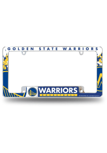 Golden State Warriors Primary All Over Chrome License Plate Frame - White