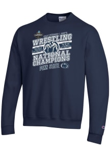 Champion Penn State Nittany Lions Mens Navy Blue 2025 Wrestling National Champions Powerblend Long..