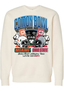 Something Inked Ohio State Buckeyes Mens Ivory 2025 Cotton Bowl Head to Head Long Sleeve Crew Swea..