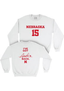 Andi Jackson  Campus Ink Nebraska Cornhuskers Youth White NGWSD Crew Long Sleeve Crew Sweatshirt