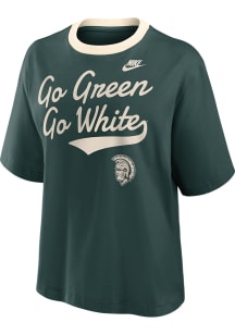 Nike Michigan State Spartans Womens Green Legacy Boxy Short Sleeve T-Shirt