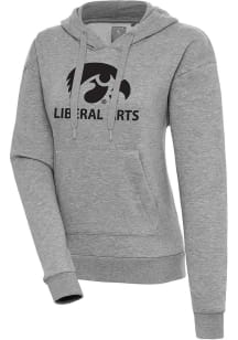 Antigua Iowa Hawkeyes Womens Grey Heather Iowa Liberal Arts Victory Hooded Sweatshirt