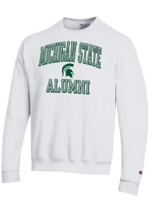 Champion Michigan State Spartans Mens White Est Date Alumni Powerblend Long Sleeve Crew Sweatshirt