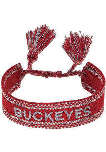 Ohio State Buckeyes Woven Tassel Womens Bracelet